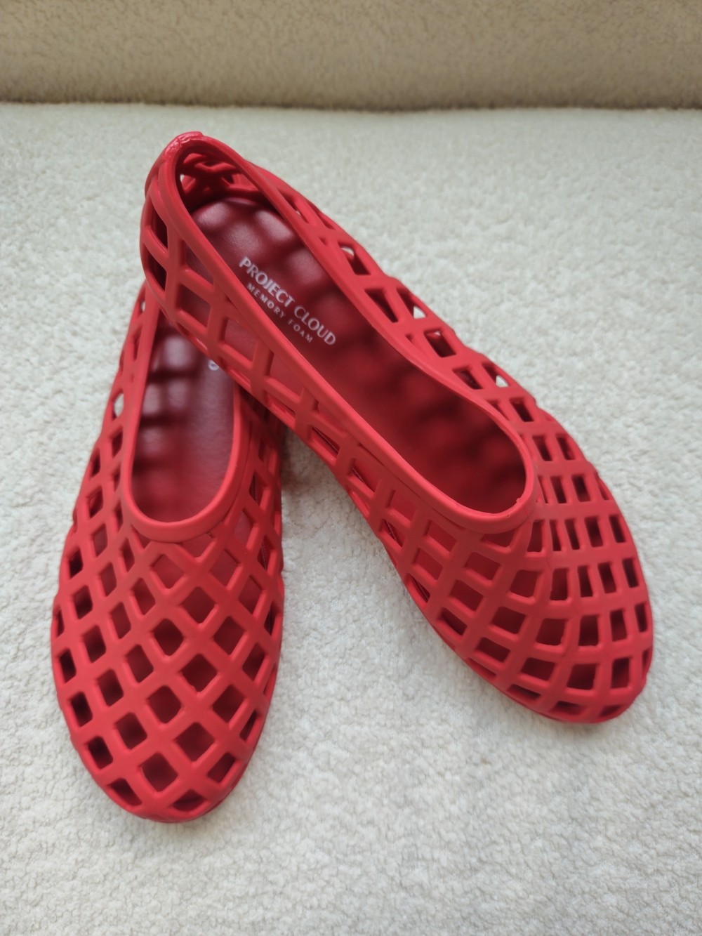 Project Cloud Red Lattice Slip-On Flats for Women